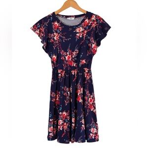 Amelia James | Floral batwing printed short sleeve dress